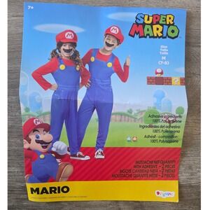 Super Mario Kids Halloween Costume Jumpsuit with Hat Red Blue Size Medium 7-8